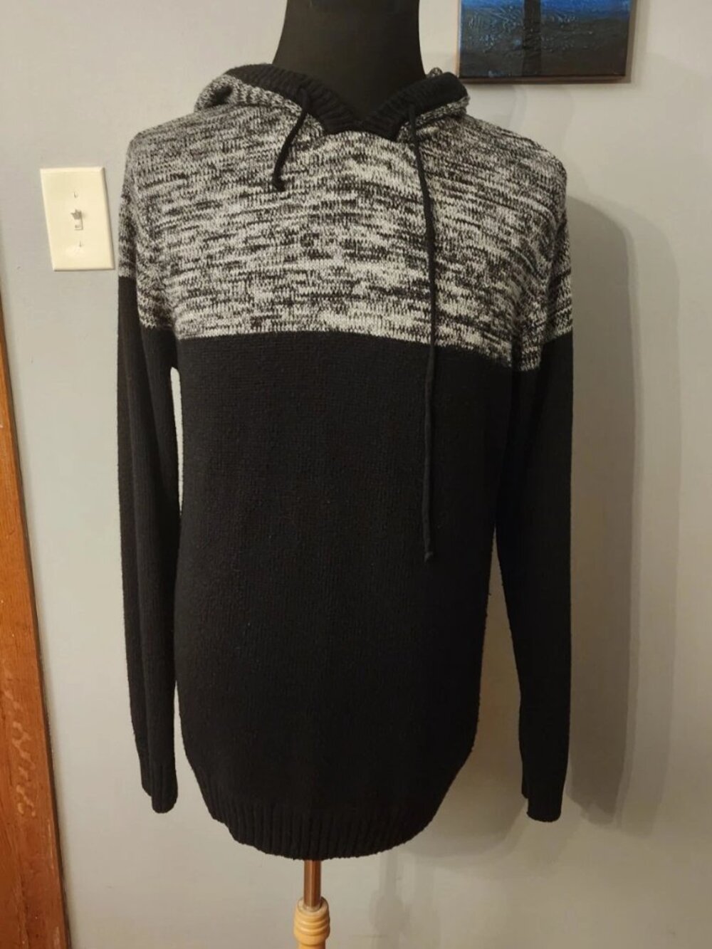 Buffalo David Bitton Sweater Hoodie Design Gray/Black Medium